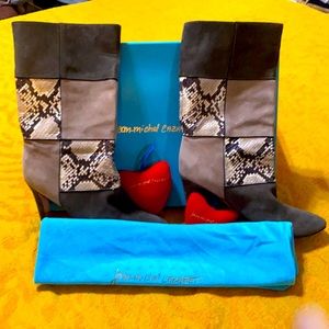 Perfect condition Patchwork snake and suede stiletto boots